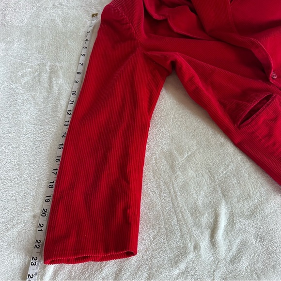 Vintage JM Collection Red Corduroy Blazer Front Pockets and Wooden Buttons L - Picture 11 of 13